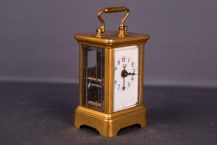 19th century brass travel clock 3