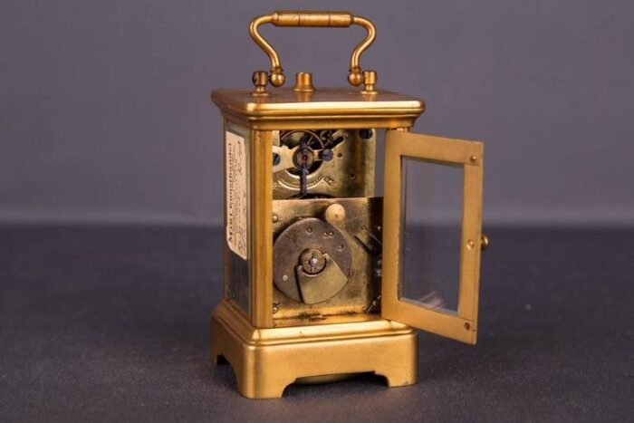 19th century brass travel clock 7