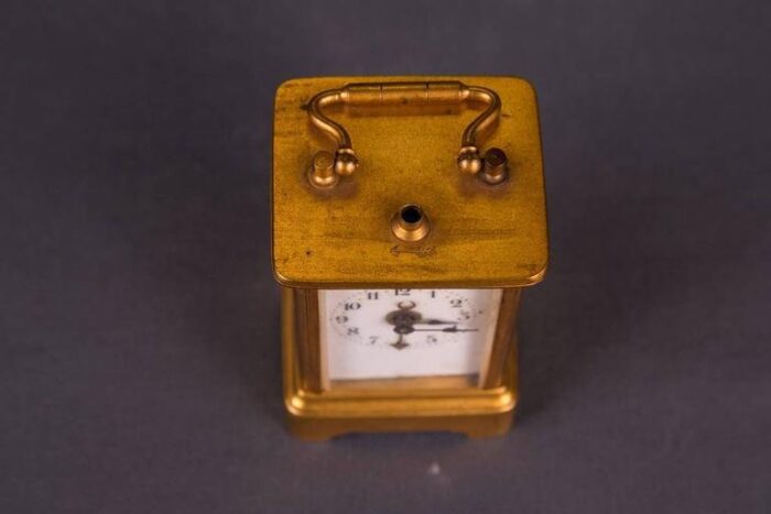 19th century brass travel clock 9