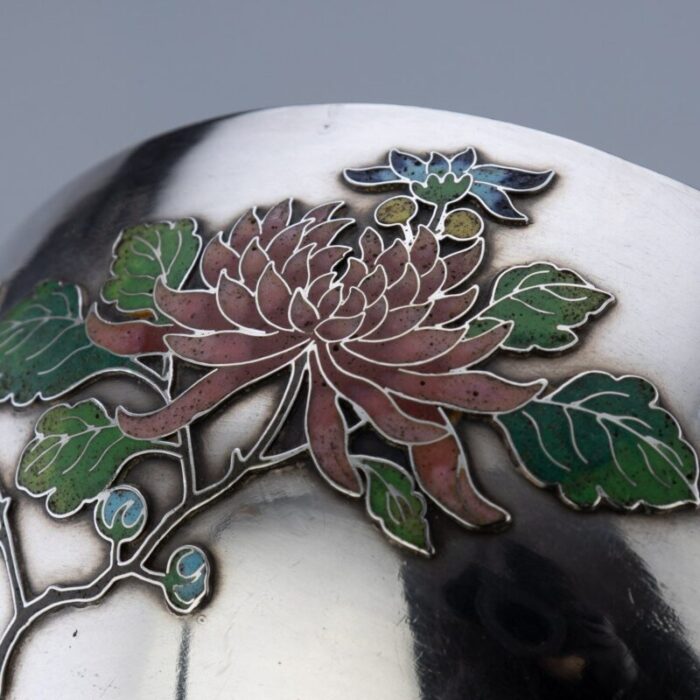 19th century chinese export solid silver enamel bowl by wang hing 1890s 11