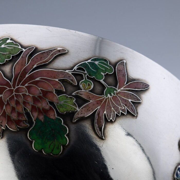 19th century chinese export solid silver enamel bowl by wang hing 1890s 16