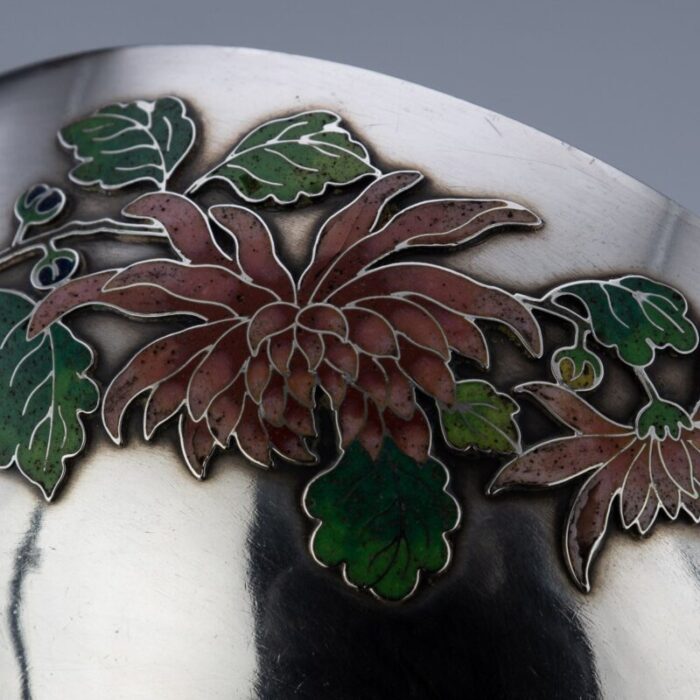 19th century chinese export solid silver enamel bowl by wang hing 1890s 7