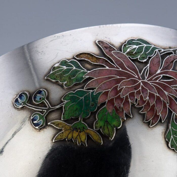 19th century chinese export solid silver enamel bowl by wang hing 1890s 8