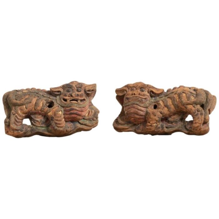 19th century chinese guardian lions set of 2 1