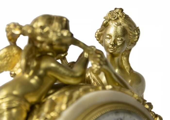 19th century french gilded bronze marble mantel clock 6