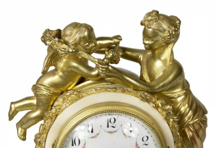 19th century french gilded bronze marble mantel clock 8