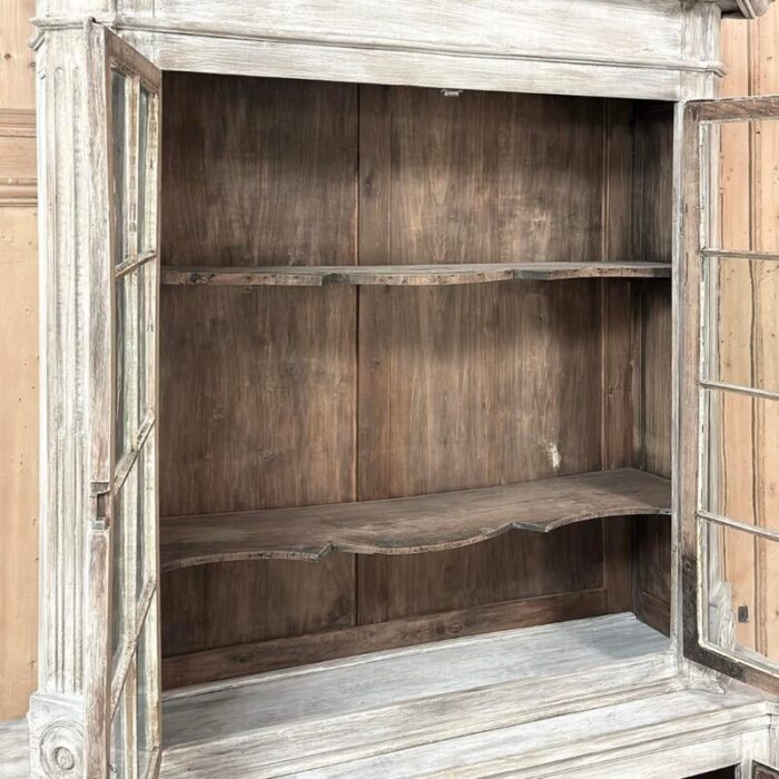 19th century french louis xiii whitewashed oak bookcase 2714