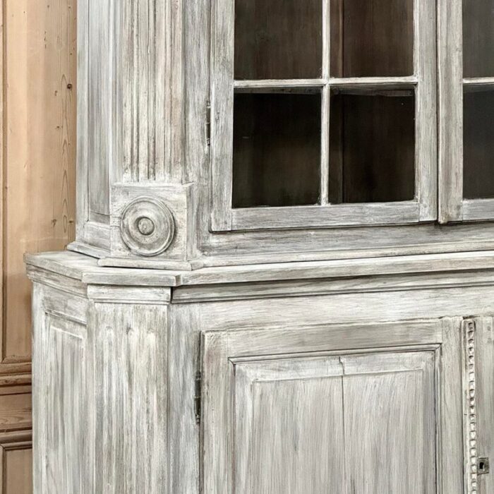 19th century french louis xiii whitewashed oak bookcase 5755