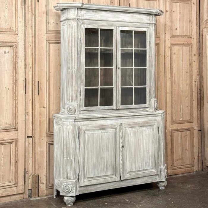 19th century french louis xiii whitewashed oak bookcase 5981