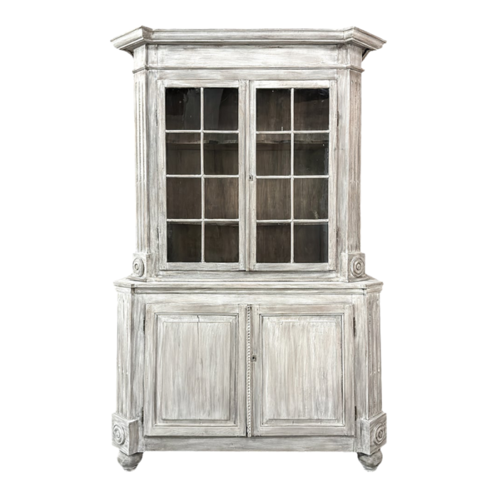 19th century french louis xiii whitewashed oak bookcase 6364