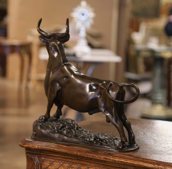 19th century french patinated bronze bull sculpture signed g gardet 0172