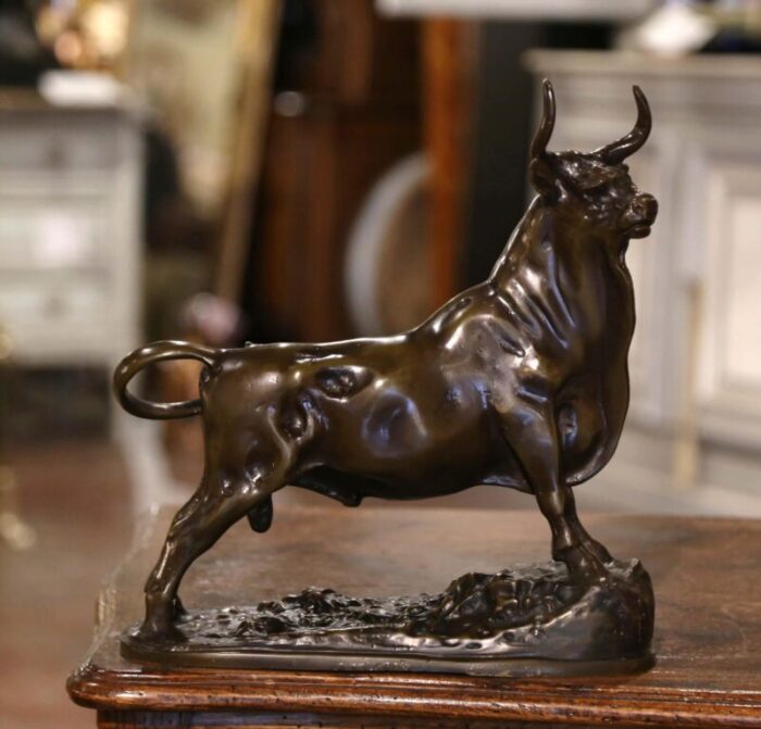 19th century french patinated bronze bull sculpture signed g gardet 2250