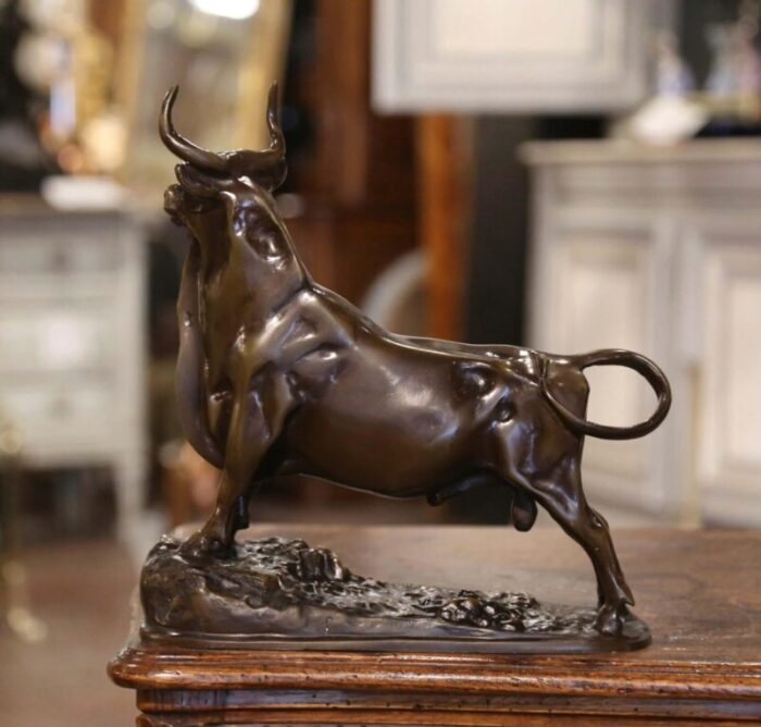 19th century french patinated bronze bull sculpture signed g gardet 8894