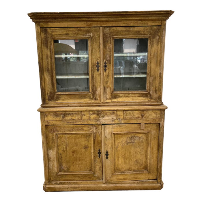 19th century french two piece wall cupboard 9046