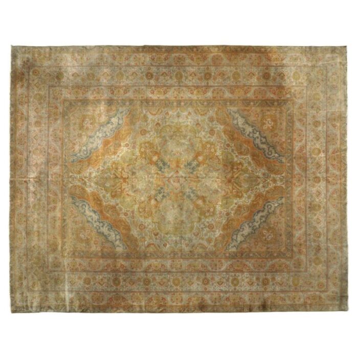 19th century indian gold brown beige carpet with medallion 1870 1