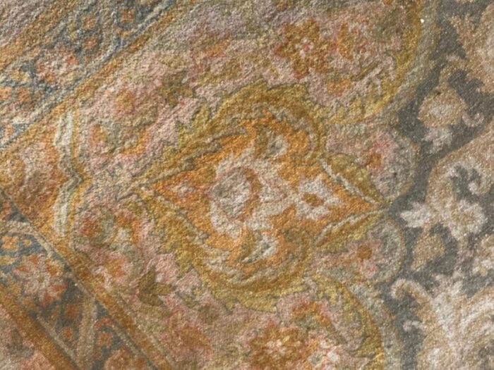 19th century indian gold brown beige carpet with medallion 1870 15