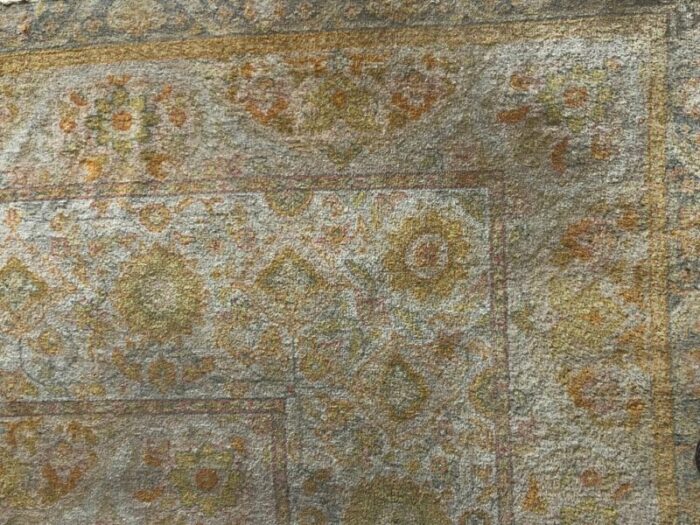 19th century indian gold brown beige carpet with medallion 1870 6