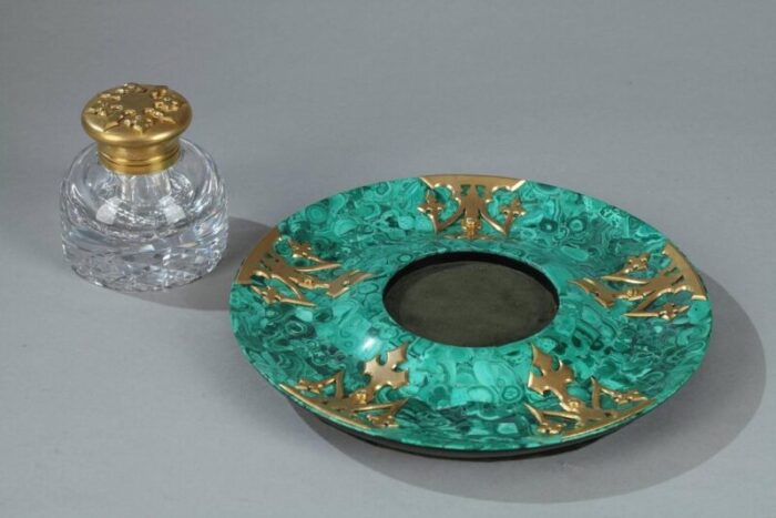 19th century malachite and gilt bronze inkwell 4