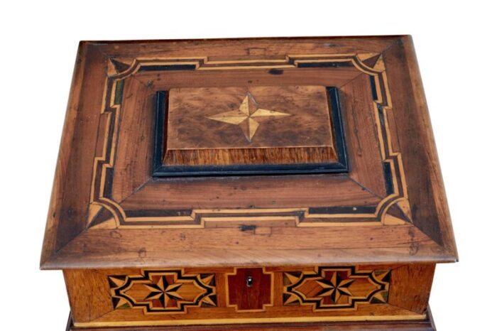 19th century marquetry fruitwood desktop box 5