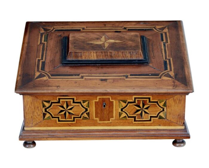 19th century marquetry fruitwood desktop box 8