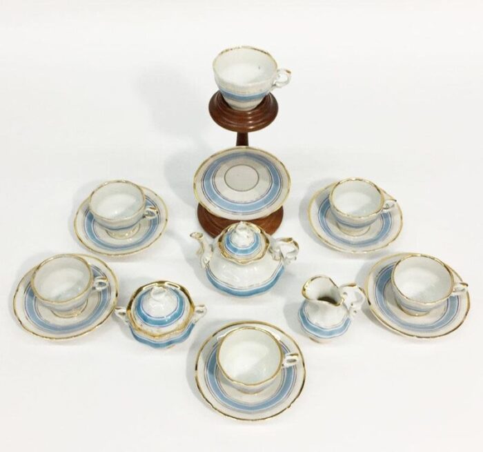 19th century miniature child s tea service in porcelain set of 9 2