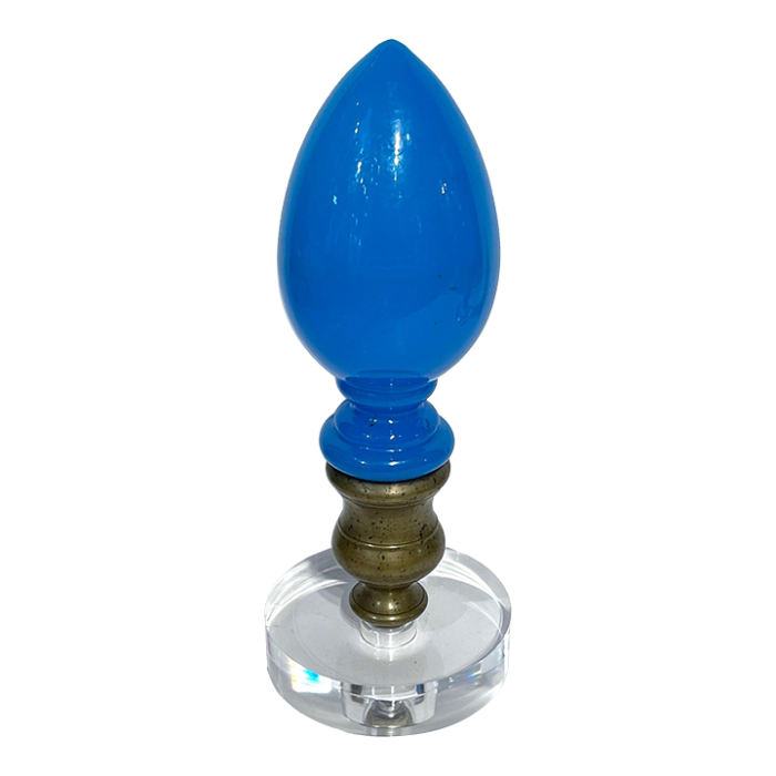 19th century napoleon iii blue opaline and lucite newel post 9485