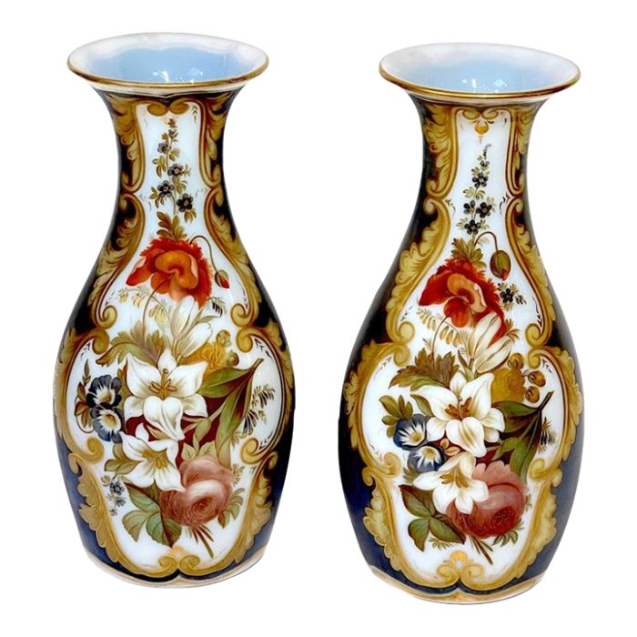 19th century opaline floral vases attributed jean francois robert for baccarat a pair 5176