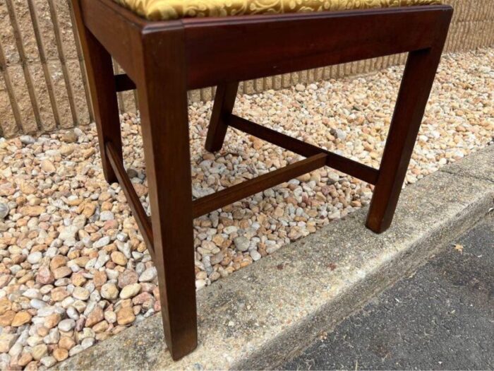 19th century set of four antique chippendale style mahogany dining chairs recently reupholstered 8079