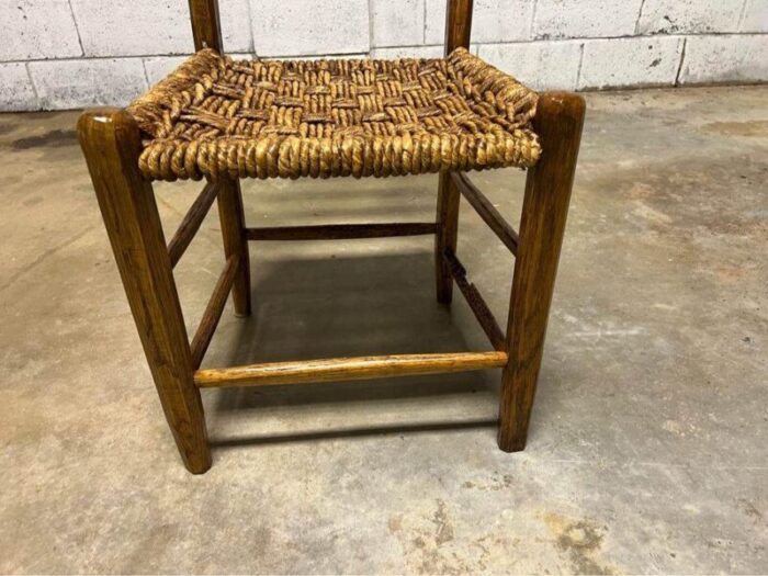 19th century set of four antique rush seat ladder back dining chairs 4229