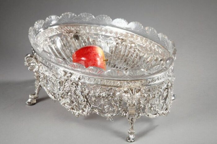 19th century silver and cut crystal jardiniere 10