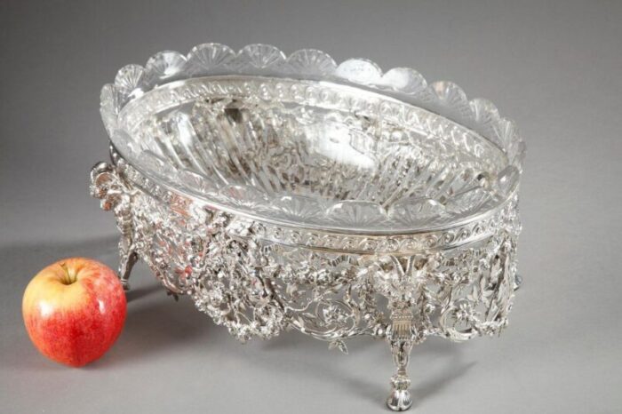 19th century silver and cut crystal jardiniere 11