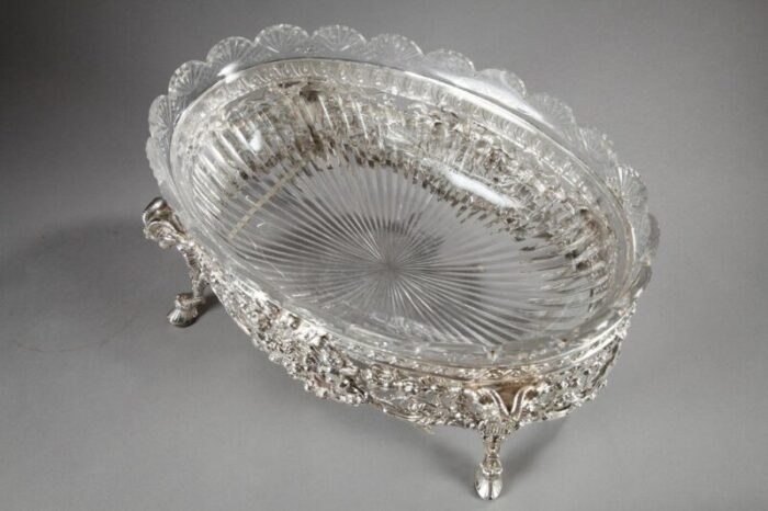 19th century silver and cut crystal jardiniere 12