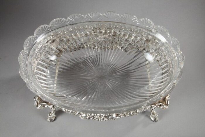 19th century silver and cut crystal jardiniere 13