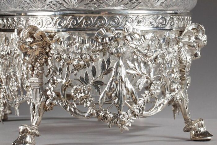 19th century silver and cut crystal jardiniere 17