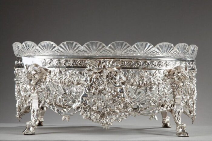 19th century silver and cut crystal jardiniere 2