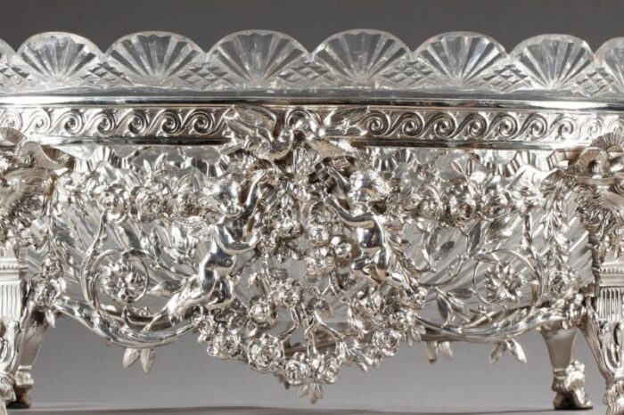 19th century silver and cut crystal jardiniere 3