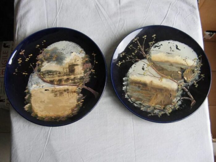 19thc french sevres antique choisy le roi blue earthenware plates cobalt a pair 1720