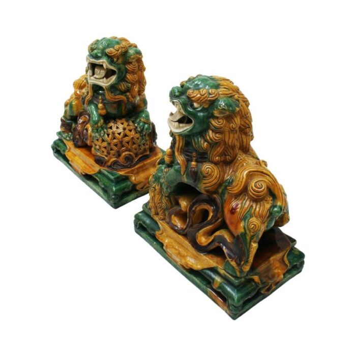 20th century chinese foo lions set of 2 6