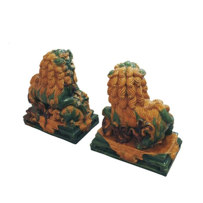 20th century chinese foo lions set of 2 7