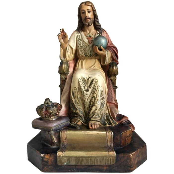 20th century french painted and gilt statue of jesus christ 1