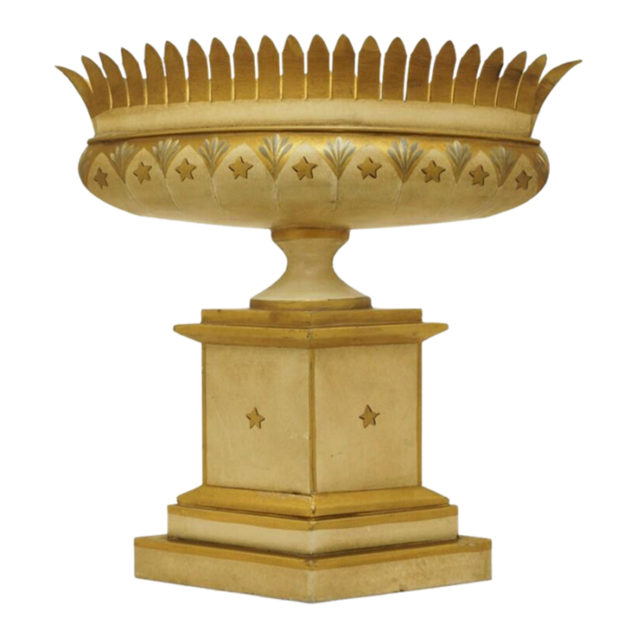 20th century mottahedeh painted beige and gold tole planter french urn centerpiece 3269