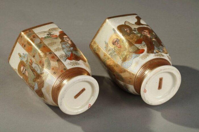 20th century small porcelain satsuma vases set of 2 12