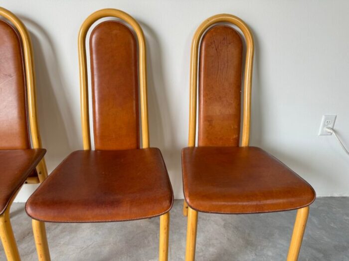 80s antonio sibau italian postmodern stitched leather dining chairs set of 4 5032