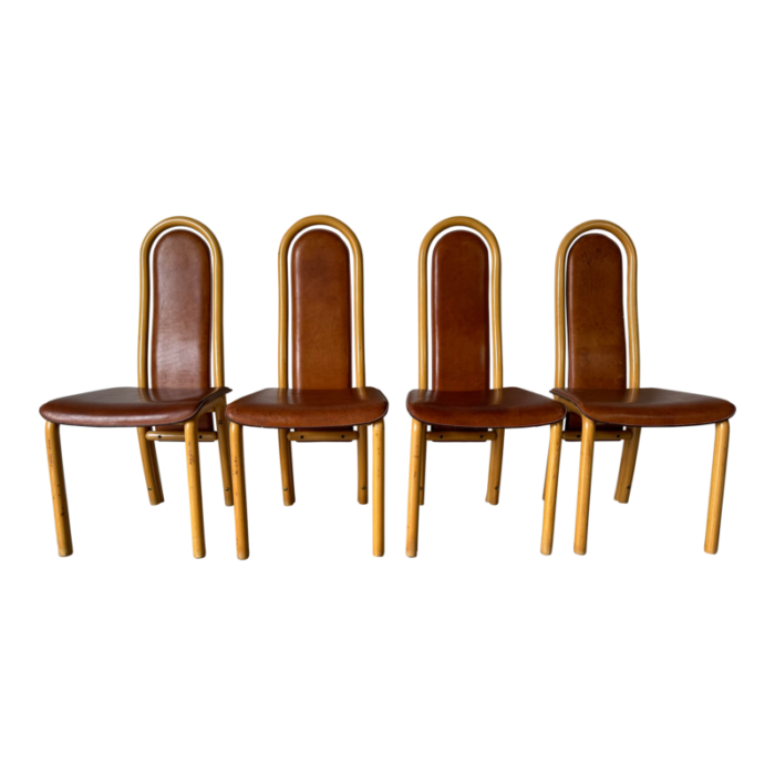 80s antonio sibau italian postmodern stitched leather dining chairs set of 4 7600