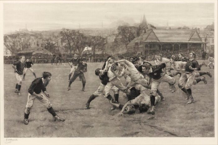 a football match scotland v england by william overhand and lionel smythe signed limited edition photogravure 1889 1859