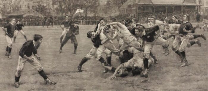 a football match scotland v england by william overhand and lionel smythe signed limited edition photogravure 1889 4962