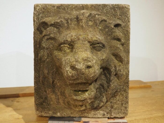 a pair of 1960s english cast stone lion mascaron fountain spouts 4323