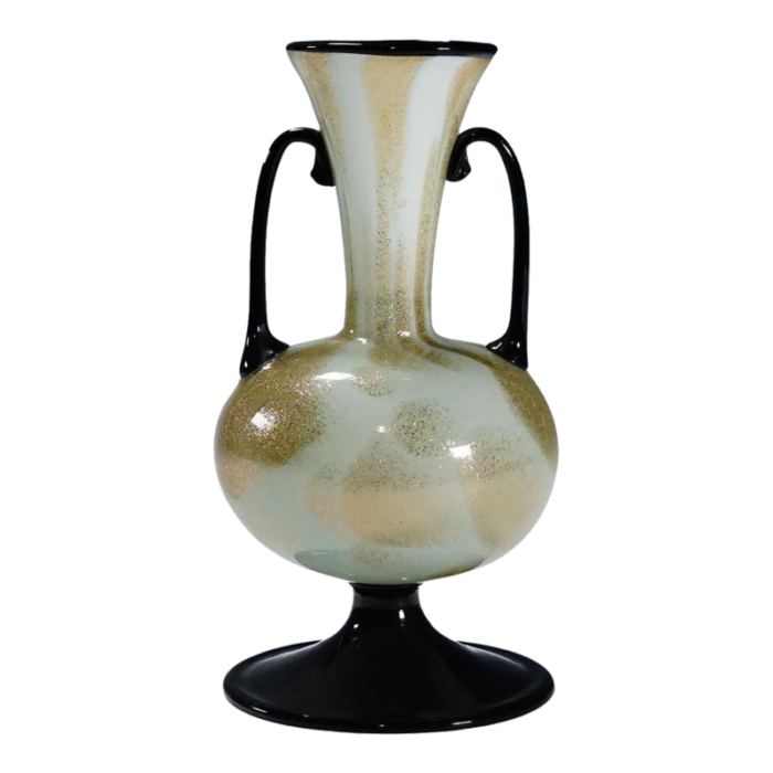 a soffiato glass vase with aventurine by fratelli toso attr murano ca 1930s 4105