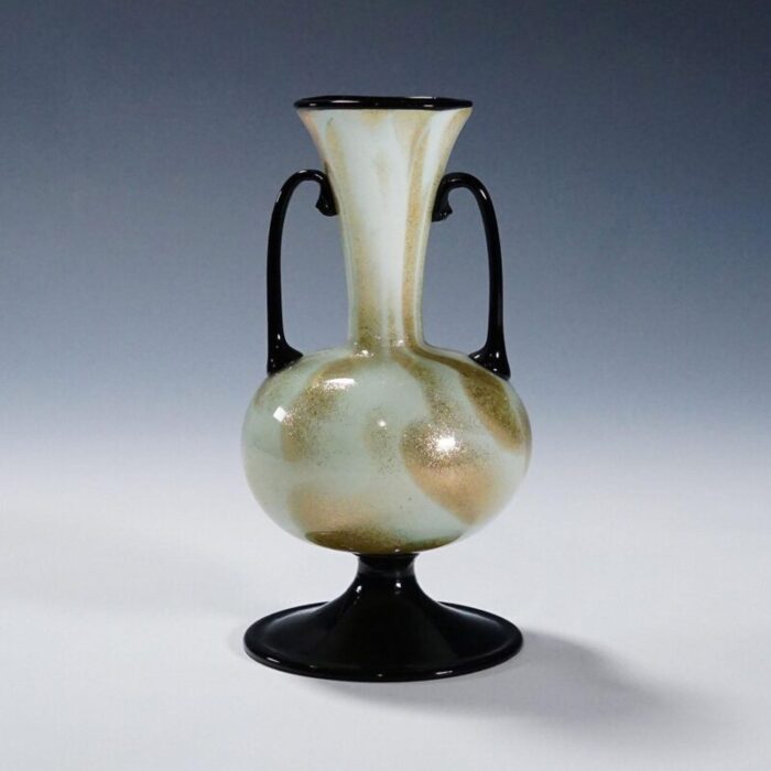 a soffiato glass vase with aventurine by fratelli toso attr murano ca 1930s 9083