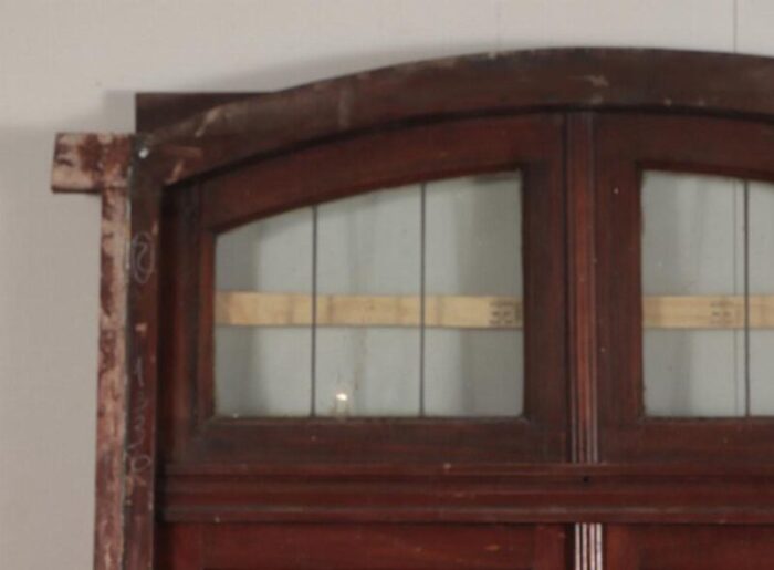 a two panel mahogany window set with leaded glass and frame circa 1920 2562